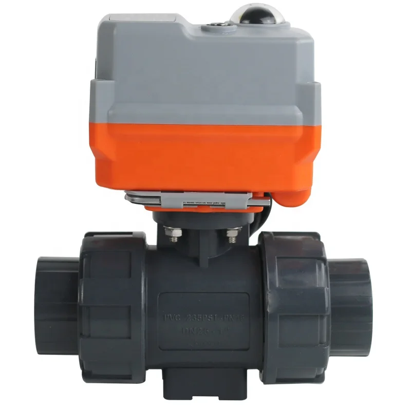 1inch  acid-resistant PVC plastic 2 way ball valve with Electric Actuator