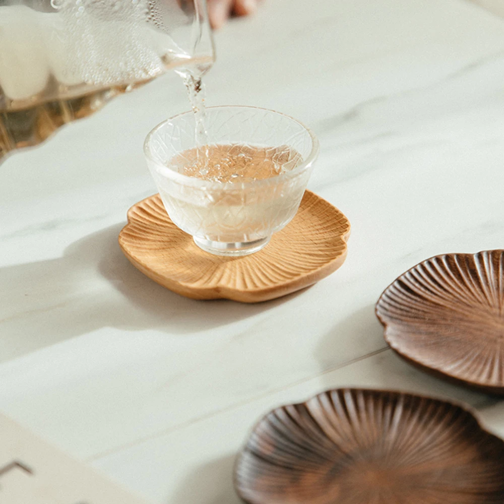 Wholesale Four Leaf Clover Shaped Beech Wood Tea Drink Coffee Coaster