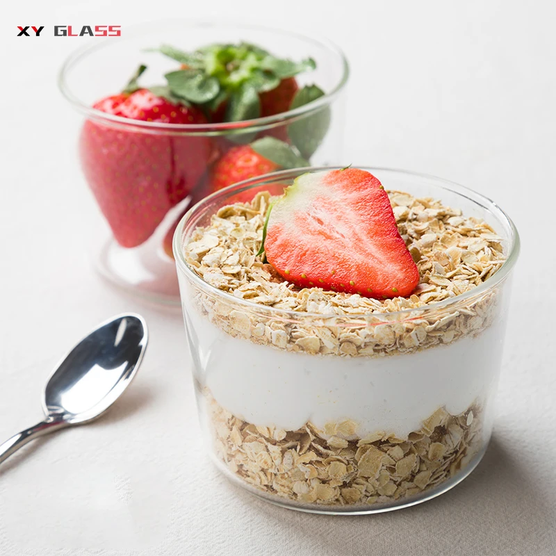 simple design classical clear borosilicate glass serving dessert matcha bowl