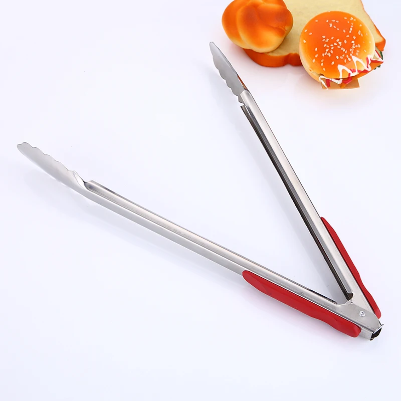 Serving Bread Clip Silicone Kitchen Tong Accessories Plastic Handle Mini Buffet Heat Resistant Stainless Steel Food Tongs