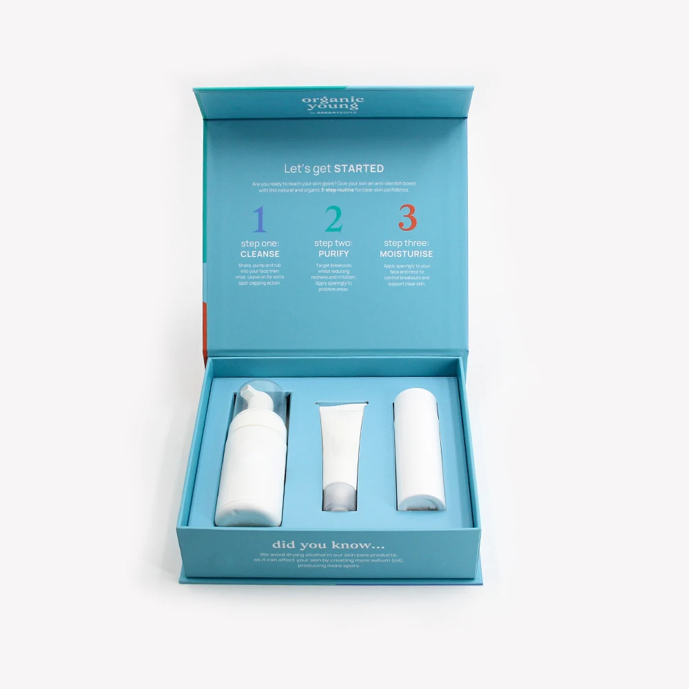 Customize luxury face cream paper packaging box, cosmetic product skincare set package box with insert