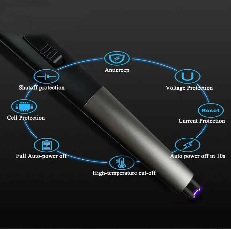 Электрическая перезаряжаемая ветрозащитная плазменная дуга 2021 USB Зажигалка со светодиодным дисплеем батареи предохранительный переключатель для приготовления пищи