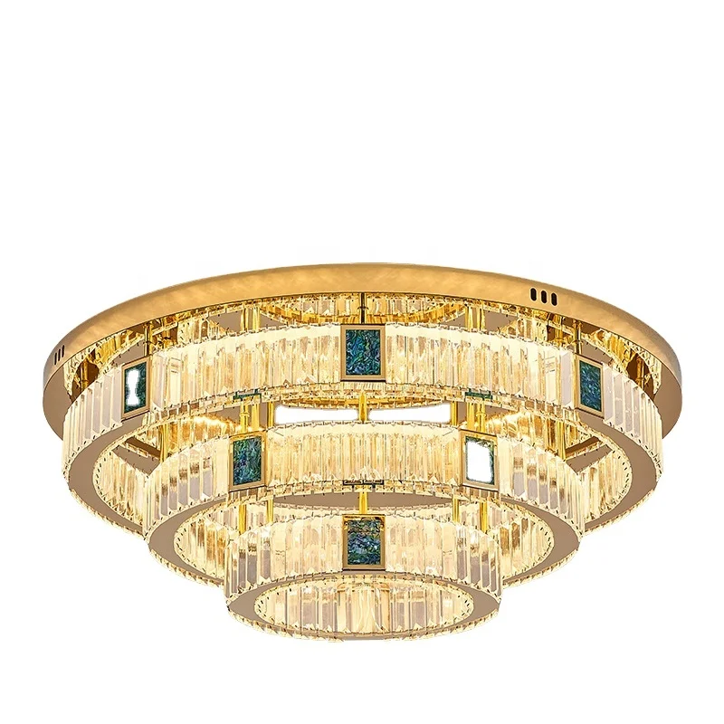 Postmodern simple color shell crystal ceiling light creative circular living room LED ceiling light atmospheric bedroom ceiling