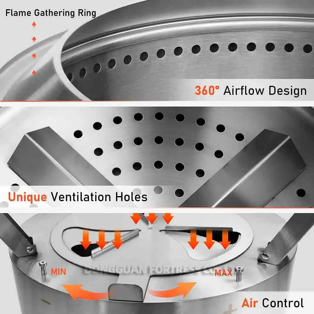 2023 new design adjustable portable bonfire steel smokeless fire pit for outdoor camping and heating