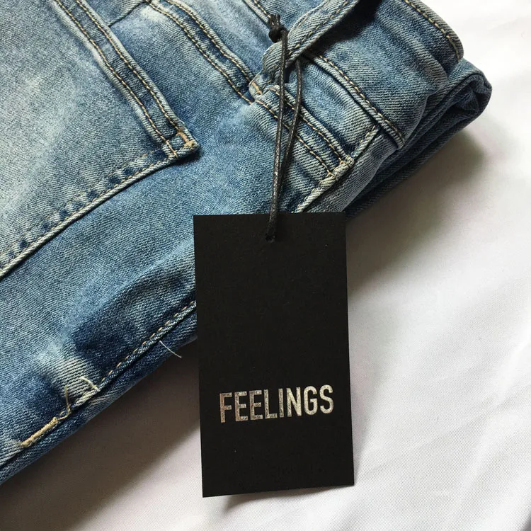 Garment Accessories Custom Clothing Tag With Stamping Foil Hang Tags For Jeans Black Cardboard Paper Tag With Logo