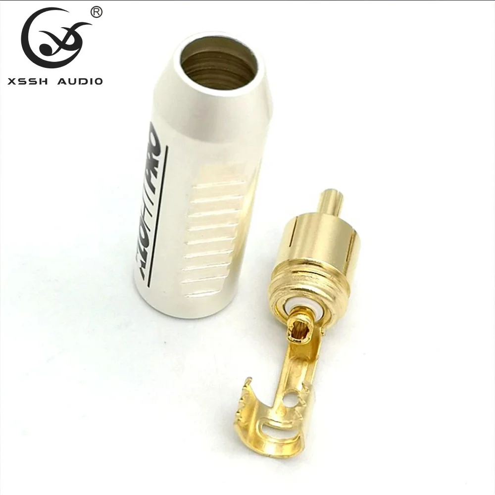 Lotus Adapter YIVO XSSH Audio OEM ODM DIY HIFI Brass Plating Gold 8mm Max Signal Wire Amplifier AV Male RCA Connector Plug Jack