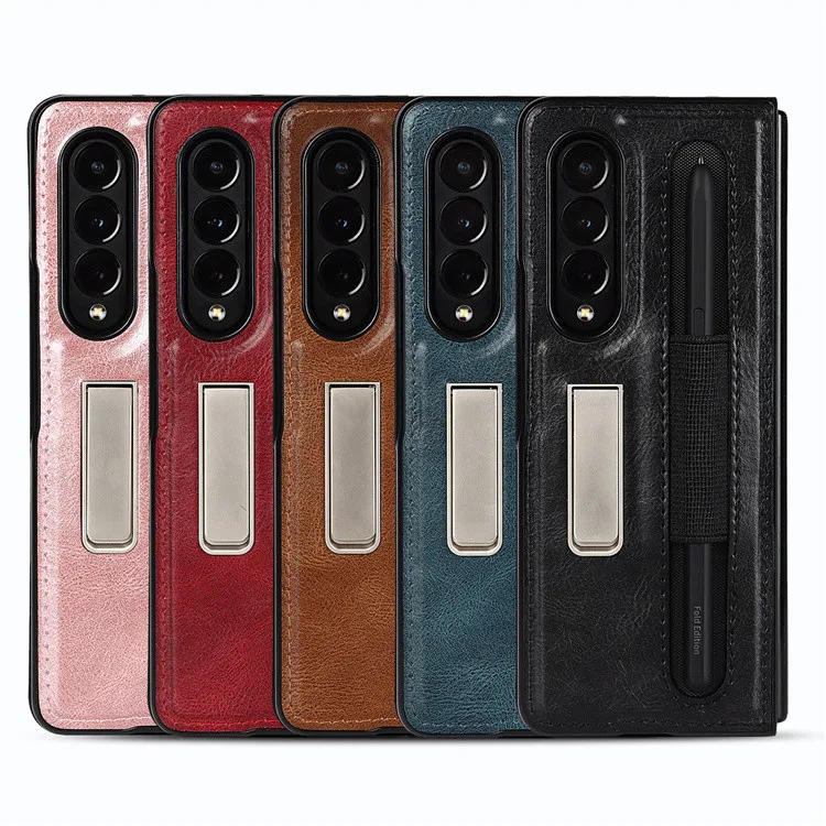 Luxury Private Label Brand Leather Case for Samsung Galaxy Z fold 3 Z3 Fold Case with S pen Storage