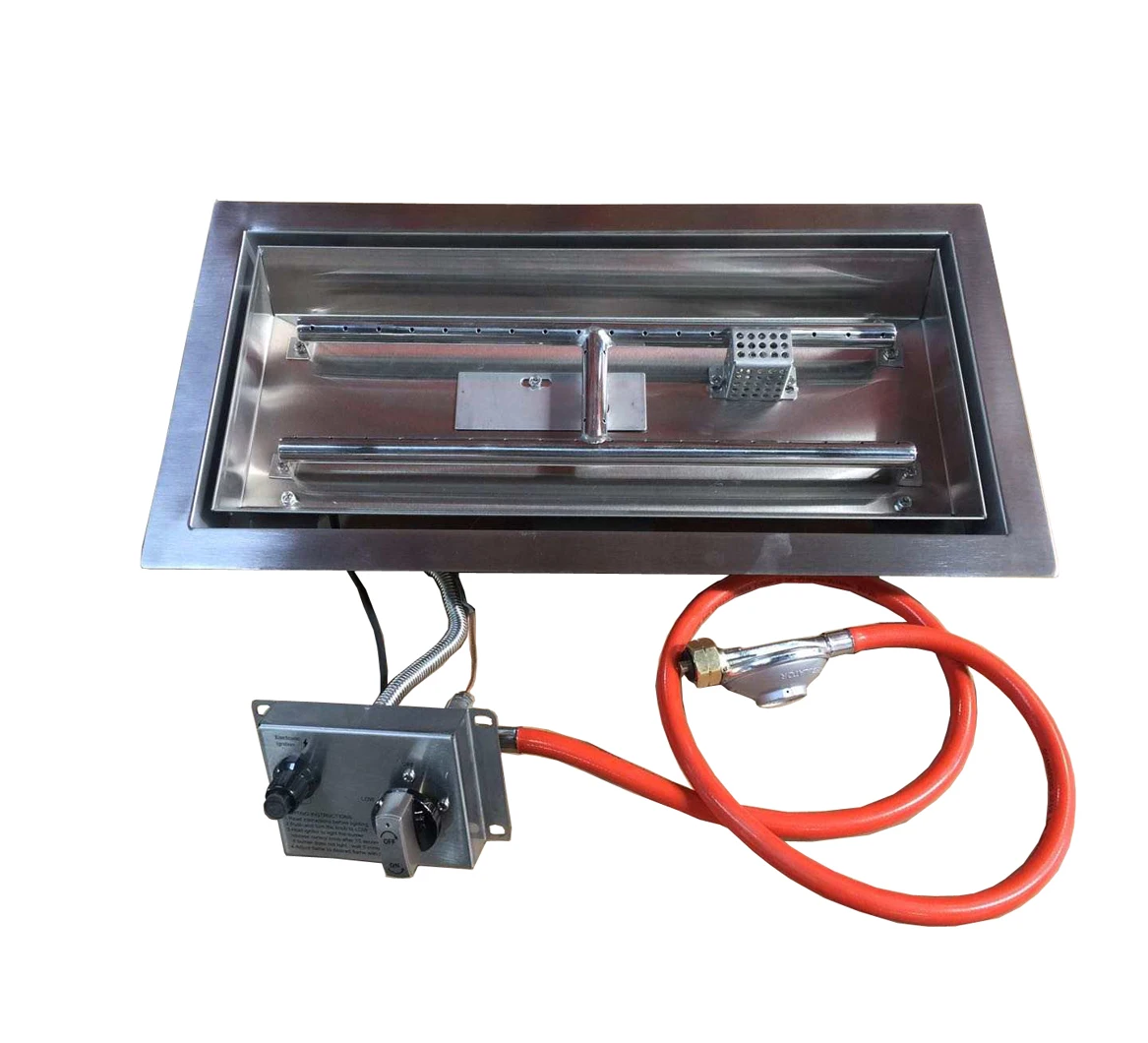 60 cm Stainless Outdoor Rectangle Fire Pit for Outdoor fire table ,55000 BTU with double tube firepit  burners