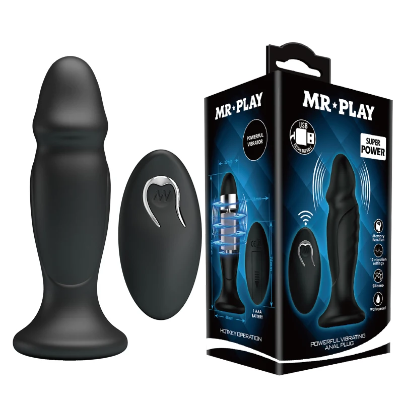 
Waterproof Silicone Black Vibrating Anal Plug Wireless Remote Control Prostate Massage Anal Dildo Butt Plug Sex Toys 