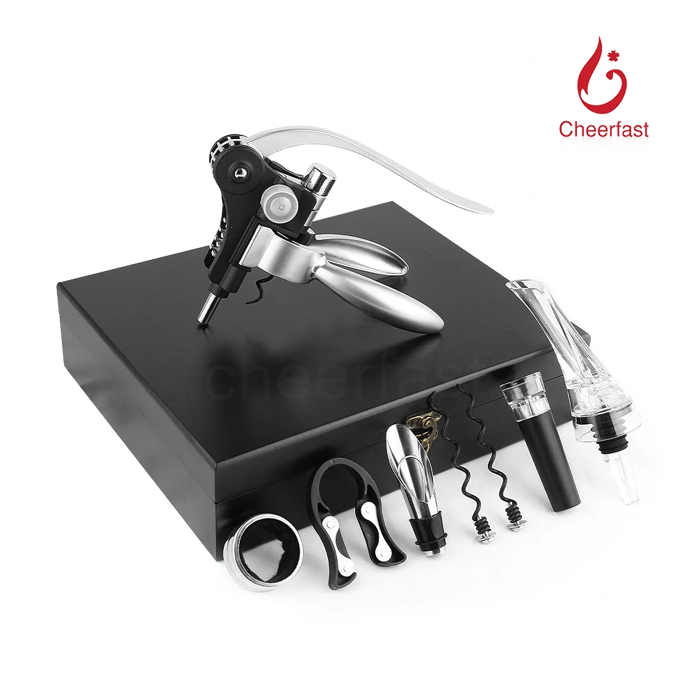 Best Selling Wine Accessories Gift Box 8 Designed Packaging Wine Gift Accessories Wooden Box Wine Bottle Accessories Gift Set