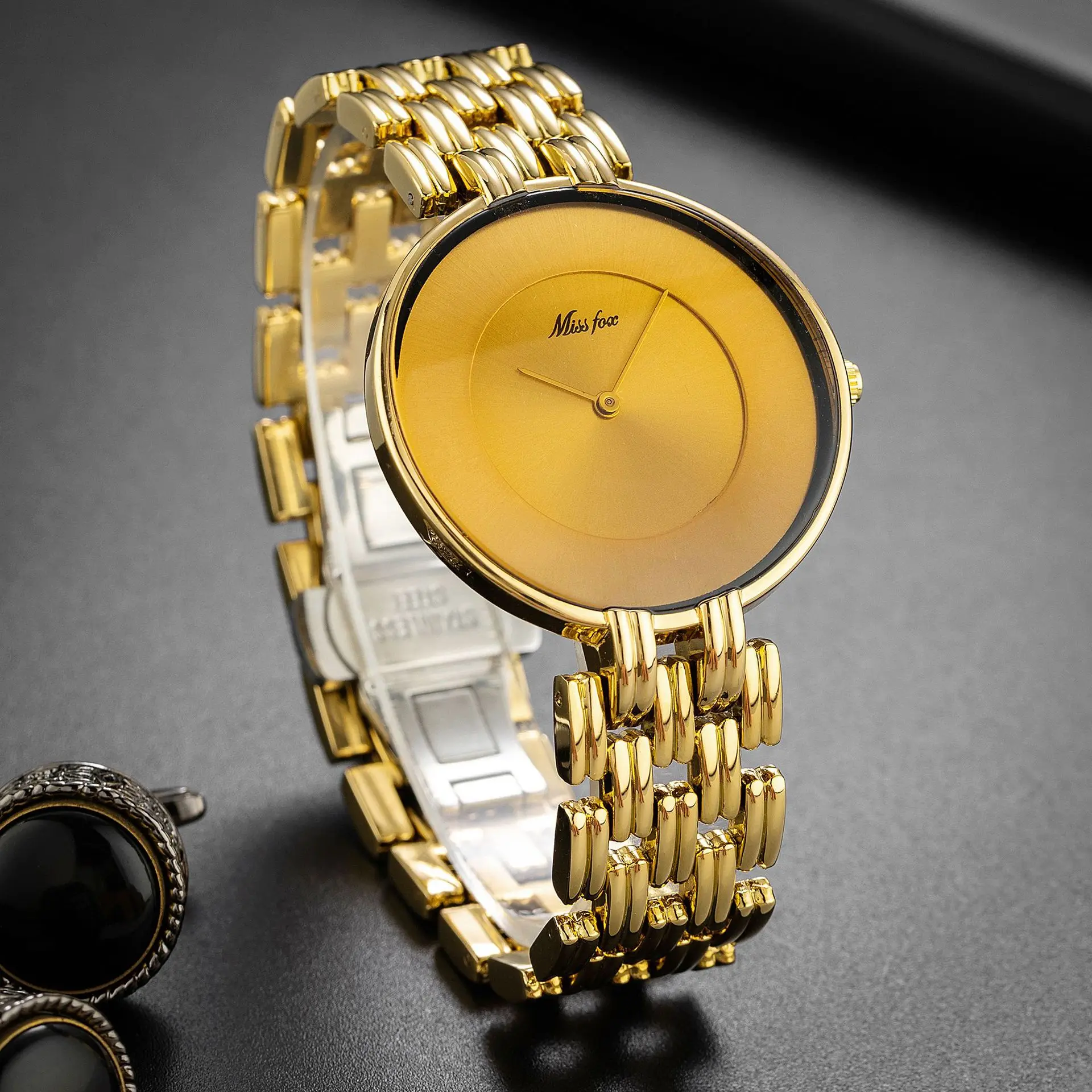 Brave Light Missfox 2110 Miss Fox Brand New Black Simple Watch Women Fashion Casual Watch Girls Female Clock Style Ladies Gold W