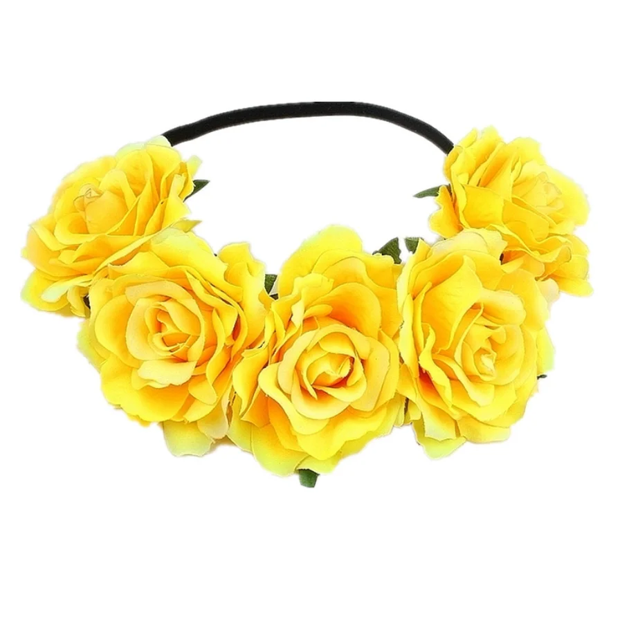 Wholesale Rose Artificial Bohemian Bridal Floral Crown Wedding Girl Flower Crown Headband Flower Tiara for Women