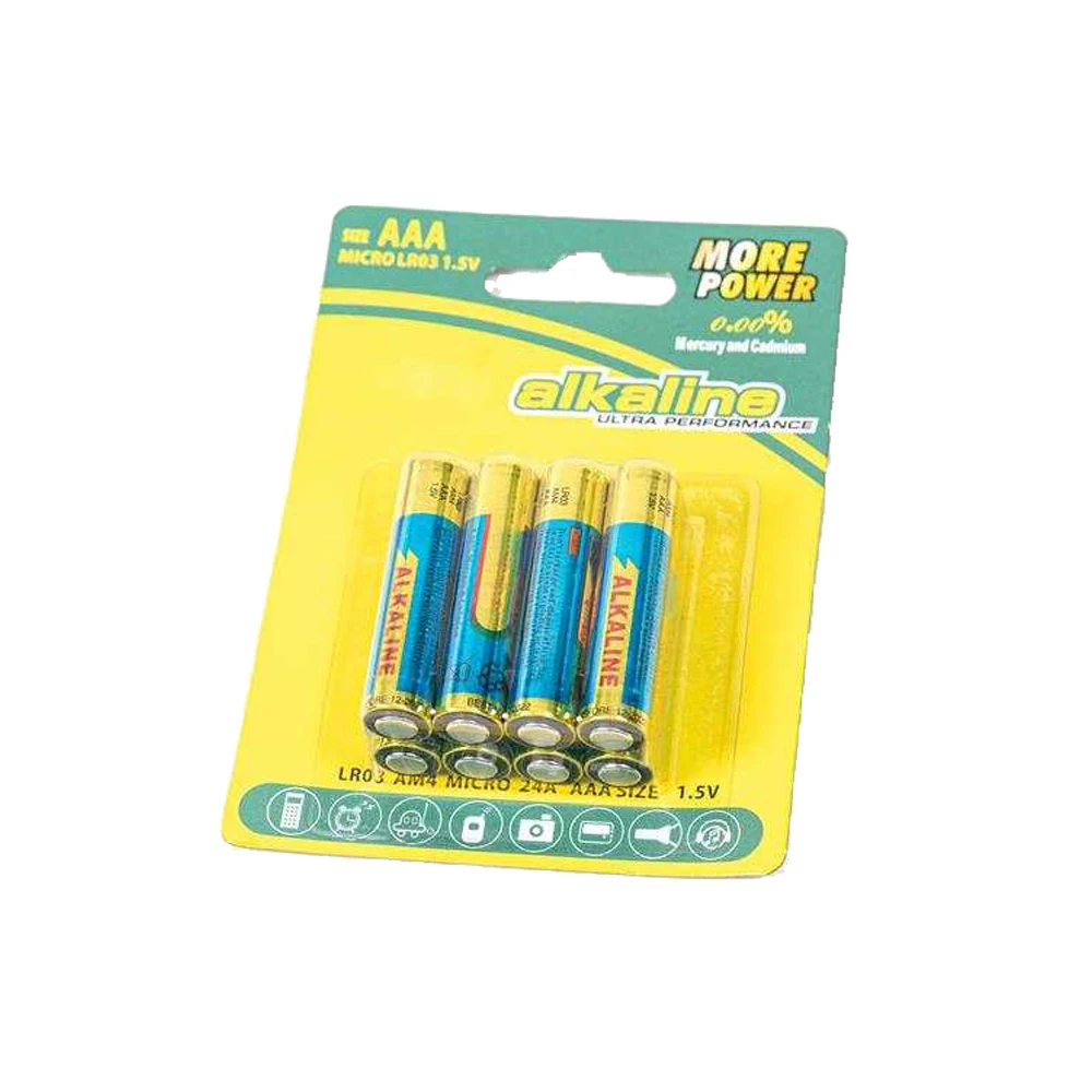 Popular High Capacity 1.5V Blister 8 AA AAA Size LR06 No.5 LR03 No.7 Alkaline Dry Button Cell Battery For Radio