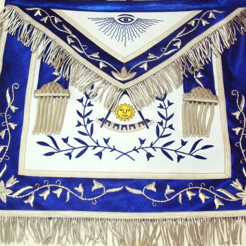 Masonic Past Master Blue Silk Border Apron