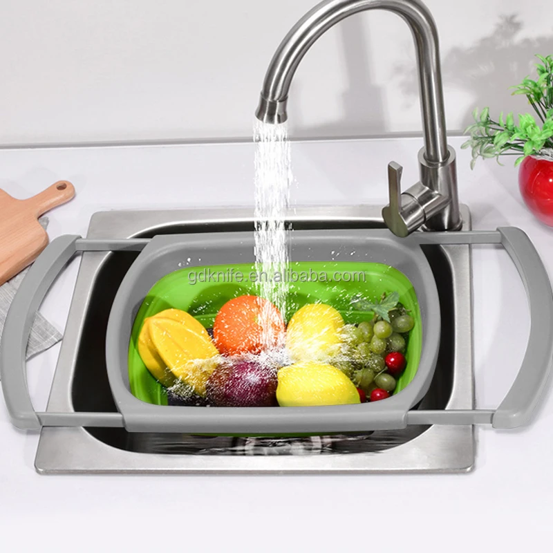Multifunctional Adjustable and Extendable Silicone Foldable Strainer Basket Drain Basket