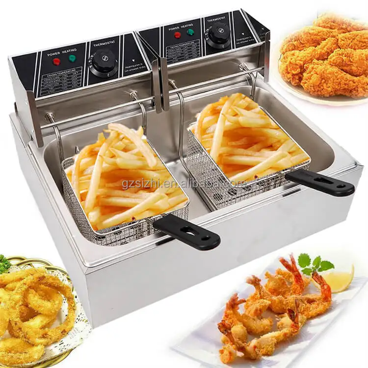 Sizhi OEM Wholesale Commercial 2 Tank 2 Basket Tabletop Chip Fryer Factory Price Deep Fryer Electric with Temperature Limiter