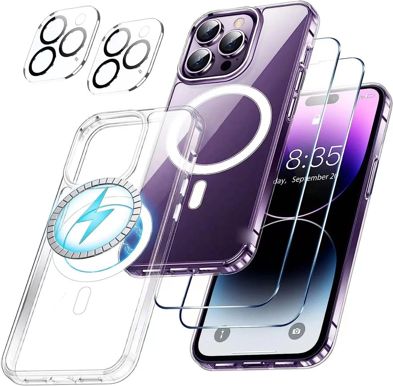 New Treding Magnetic Case with Screen Film with Camera Lens Full Protector Film for iphone 15promax 6.7inch 14promax 13promax