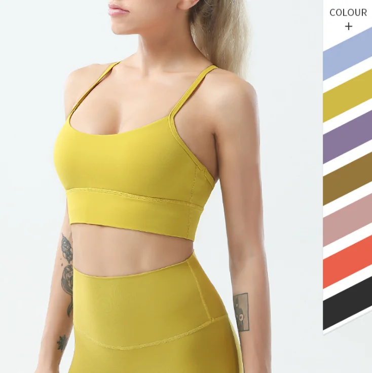 New Fitness Gather Beauty Back Sports Underwear Vest Style Nude Small Sling Yoga Bra