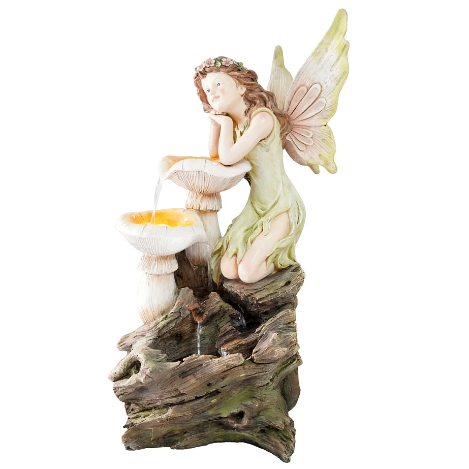 Solar Angel Mushroom water fountain outdoor garden floor water feature decoration