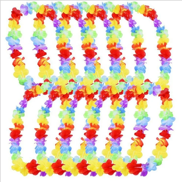 Wholesale Hawaiian Flower Strings Garlands Artificial Flower Wreaths Necklace Party Decoration