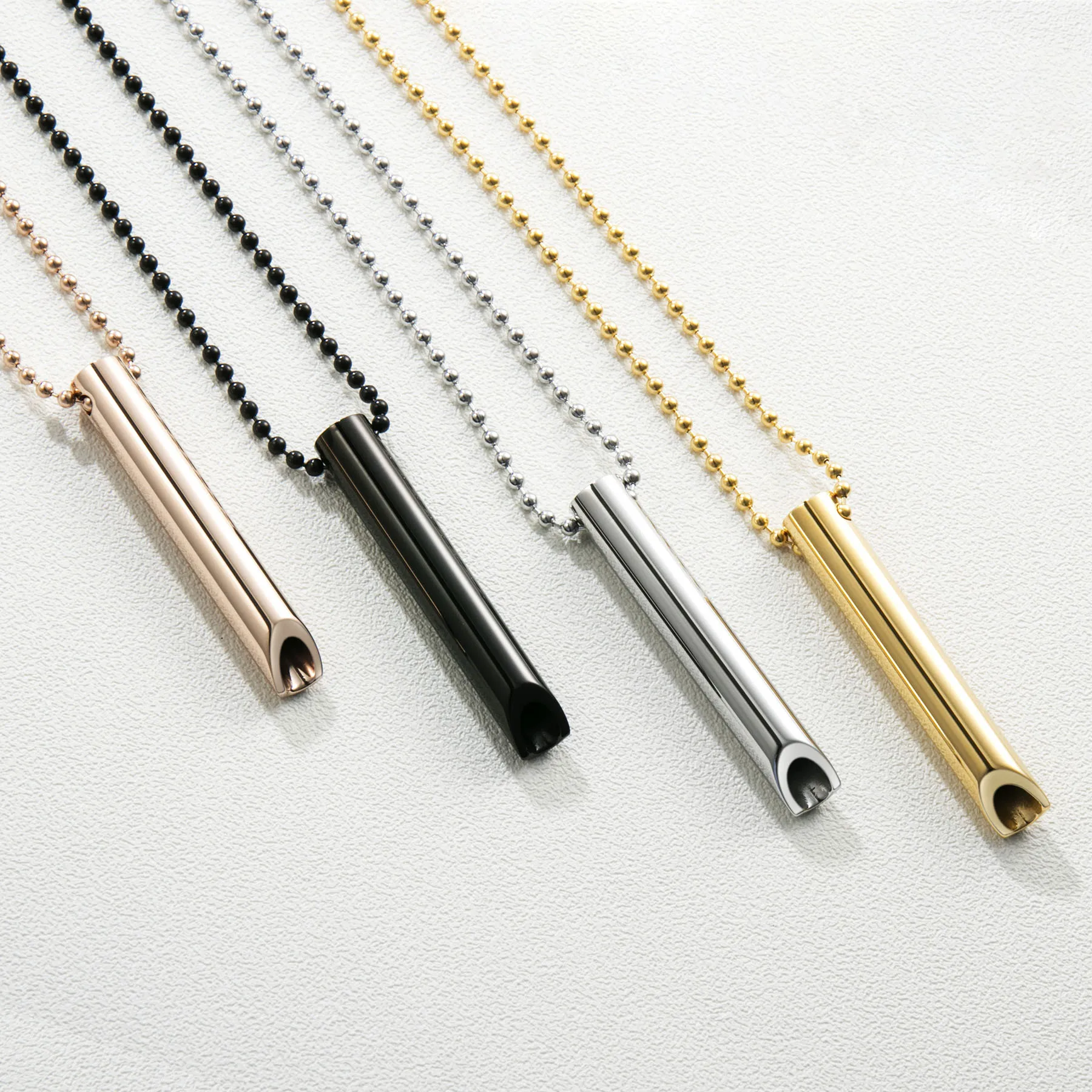 Stainless Steel Breathing Anxiety Necklace Pendant for Meditation Relaxation Calming Down Reducing Stress for Women and Men