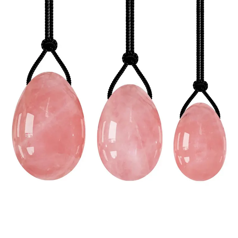Natural rose crystal Yoni Eggs sets Semi-precious stone Rose Quartz yoni eggs 3 sets for Kegel Exercise