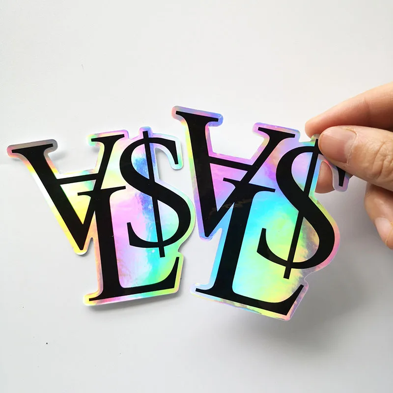 Hot Vinyl Hologram Logo Stickers Decorative Custom Printed Laser Die Cut Sticker Rainbow Holographic Glitter Sticker