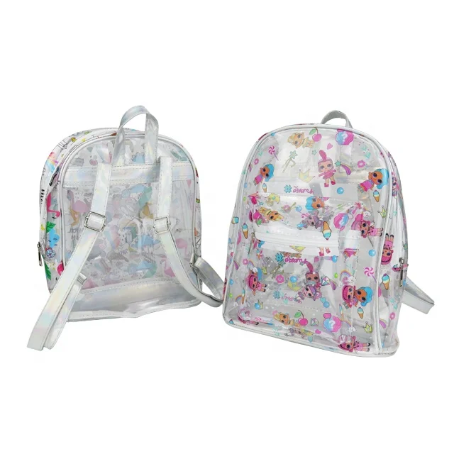 OEM Girls Stylish Mini PVC Custom Clear Drawstring Backpack For Kids