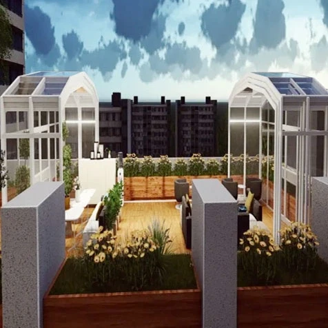 Hollow Sunshine Double Lowes Garden Aluminum Sunroom Customized  House Insulating Glass Sliding Steel Removable Triangle Flat