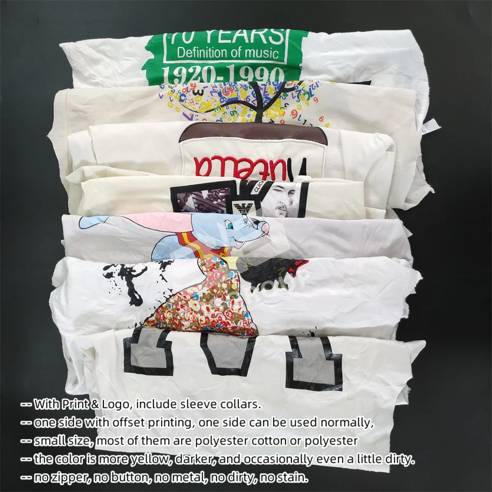 IMPA 232906 Absorb Water Printed White Clean Rag cutting used clothes Cleaning Rags White T Shirt rags