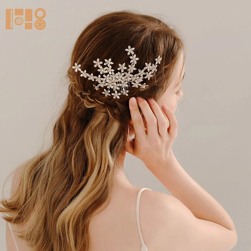 Распродажа, гребень для невесты из высококачественного горного хрусталя, гребень для волос ручной работы, жемчужный точечный Бур, свадебные аксессуары