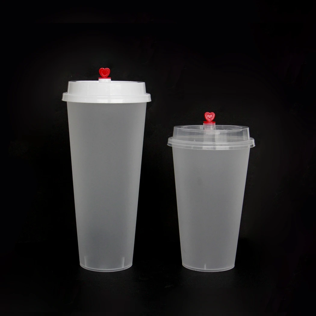 12oz 16oz 24oz Clear PP Plastic Cups with Flat Lids plastic disposable twins split pp plastic cup bubble tea milk shakes