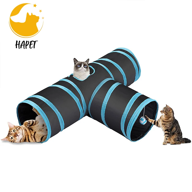 Collapsible Cat Kitten Tunnel Toys 3 Holes cat tunnel outdoor Playing