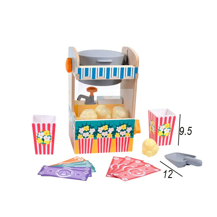 New Play children educational Wooden Baby Popcorn Toy food Pretend Play kitchen toy set for girl kids