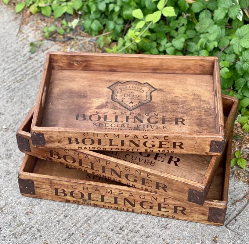 Vintage Wooden Serving Tray with Classic Design for Home Kitchen Dining Table Living Room Food & Jewelry Display Crates