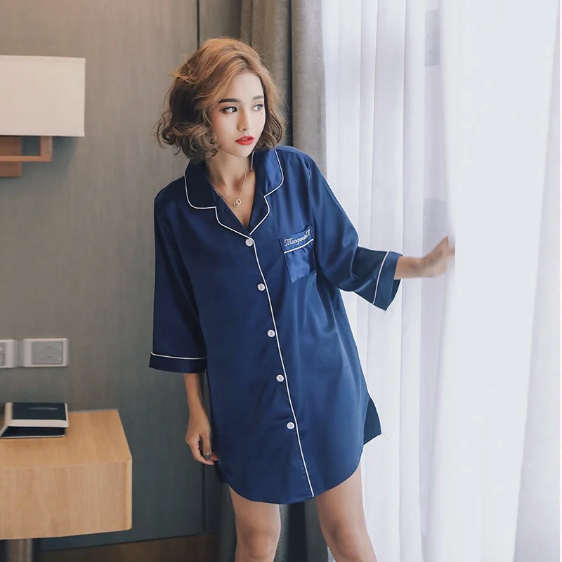 Пикантное тонкое платье для сна с надписью Длинное свободное шелковое большого размера на заказ оптовая продажа