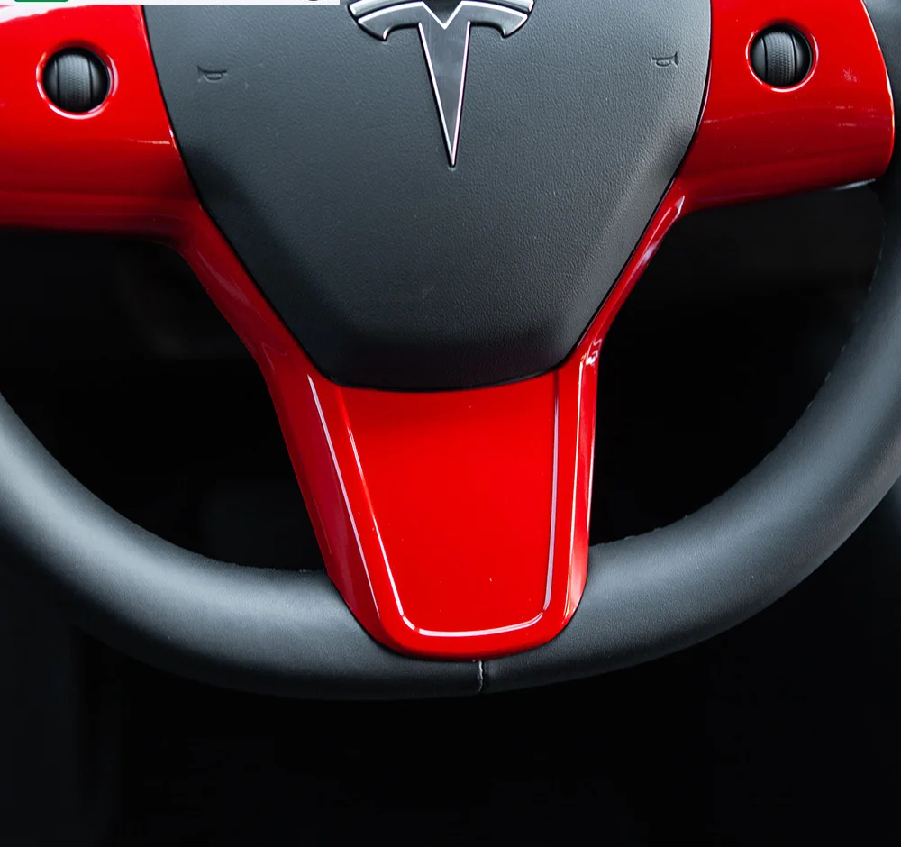 Car Steering Wheel Decorative Patch For Tesla Model 3 2017-2021 Carbon Fiber ABS Decorative Accessories Model3 Three