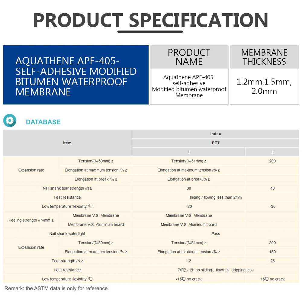 APF-405 Self-sdhesive modified bitumen roofing waterproof membrane