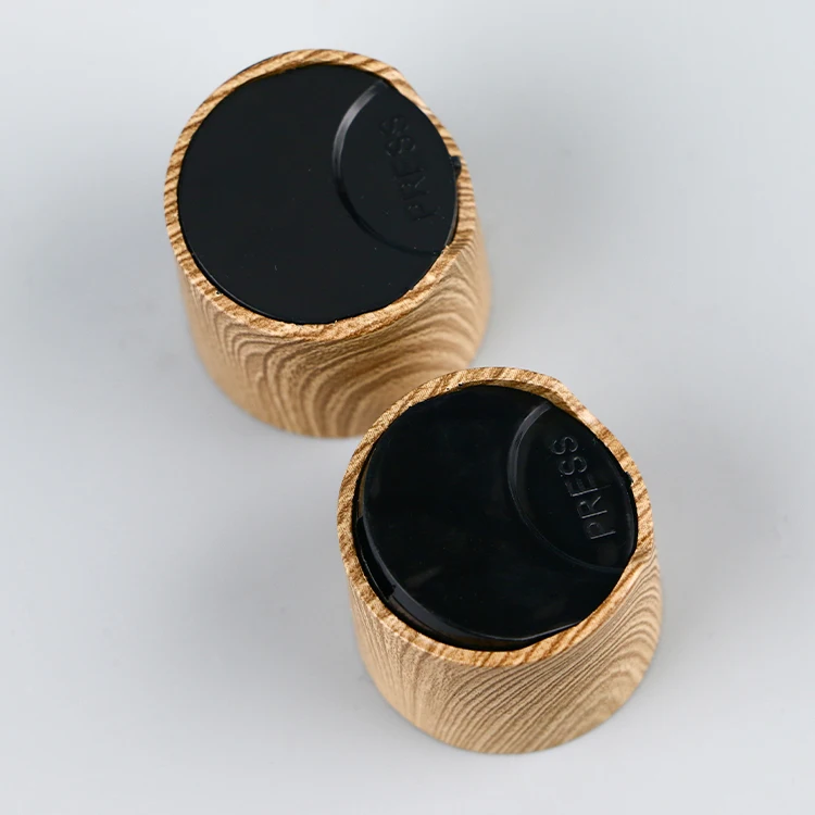 28/410 Plastic Wooden Pattern Dispenser Disk Top Cap For Cosmetic Bottle