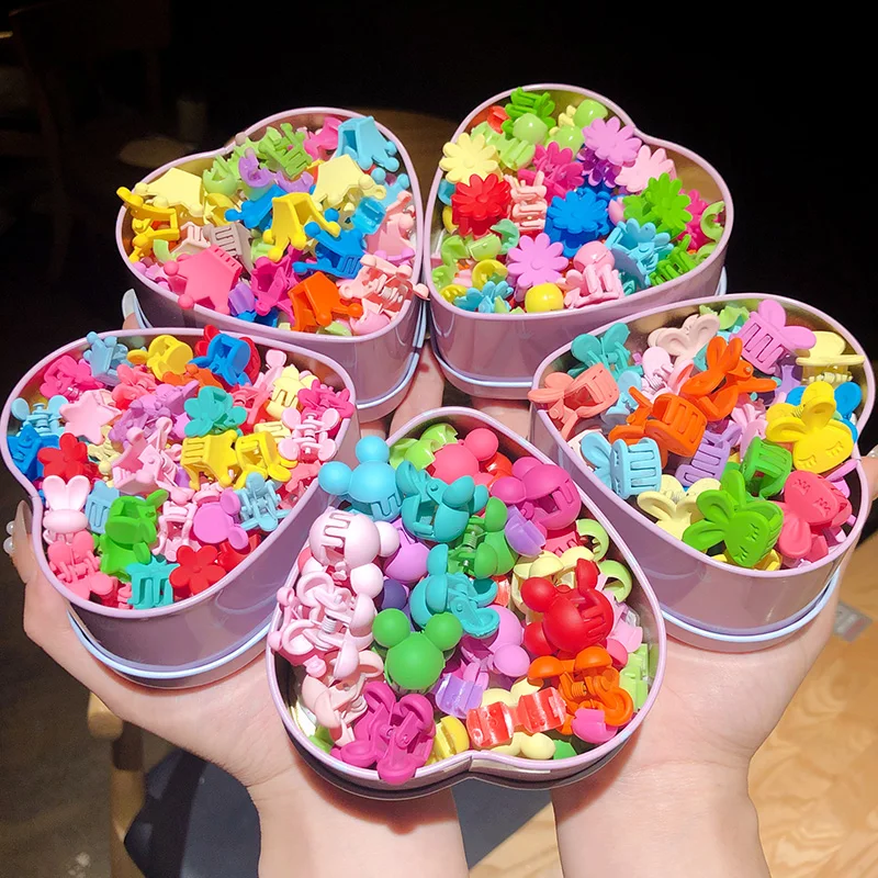 50/60/100 шт. в коробке многоцветный дизайн мини-зажим для волос девочек