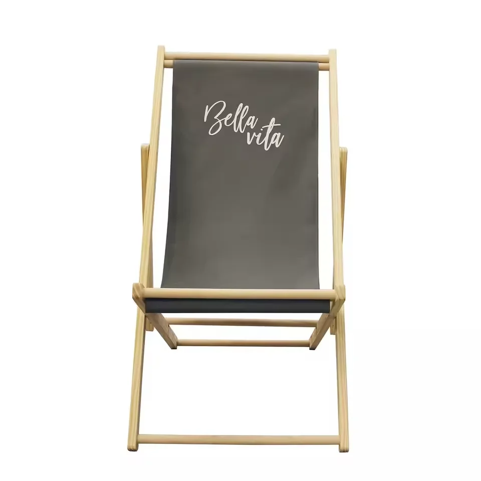 Outdoor Garden Deckchair Foldable Beach Chairs Wooden Sun Lounger Folding Portable Beach Chair Folding Beach Chaise Lounge Chair