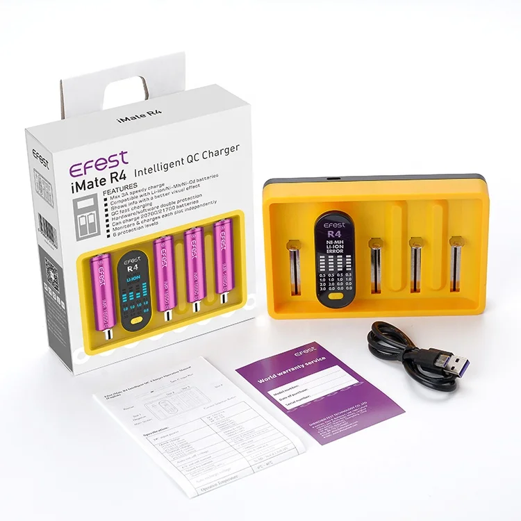  Efest Imate R2 R4 Qc3.0 Usb Dc 5V 3A 2A 1A 0.5A 3 7 V литий-ионный аккумулятор Nimh Ni-Cd зарядное