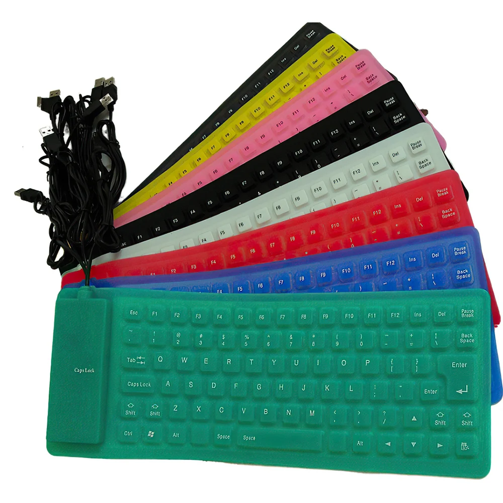 
Factory sales silicone keyboard 85 multi color multi language usb 2.0 waterproof dustproof flexible silicone keyboard 