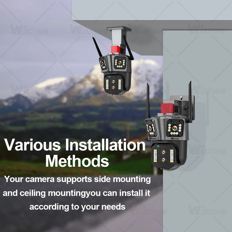 Wistino 8K 10X Zooming Cctv Wireless Wifi Camera Two Way Audio Baby Monitor Waterproof Four Lens Night Vision Network Camera