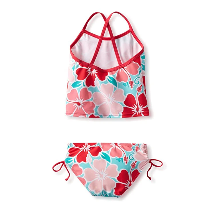 2020 new girls high waist bikini customized kids lovely color two piece swimwear
