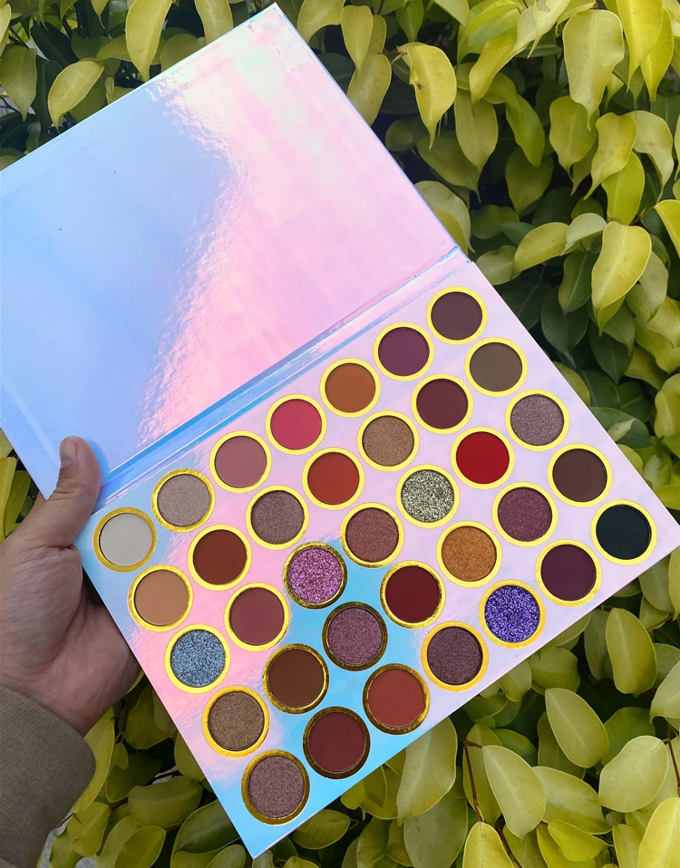 
OEM Makeup Supplier Best Private Label Vegan High Pigment Holographic 35 Color Eye Shadow Palette 
