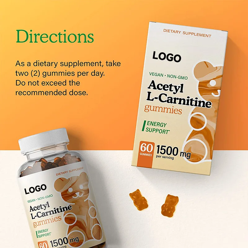 Personal label Vegan Non Gmo Acetyl L-carnitine Gummies Control Appetite Vitamin Gummies Supplement Energy Support Wholesale
