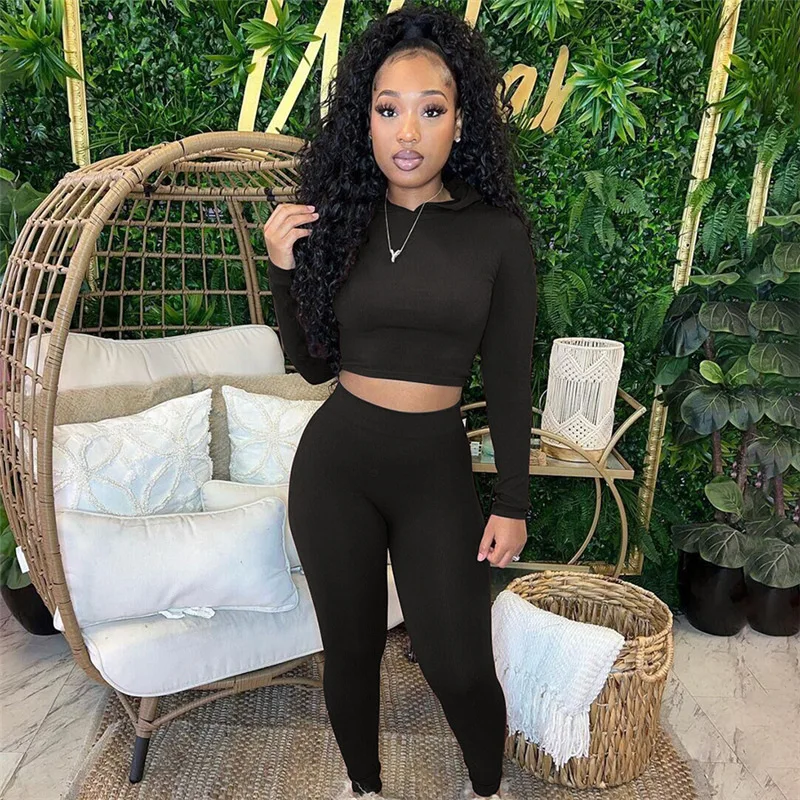 Bomblook LCST67 Women Winter Clothing 2022 Solid Color Sportswear Hoodies Set Track Suit Jogging Suits Women