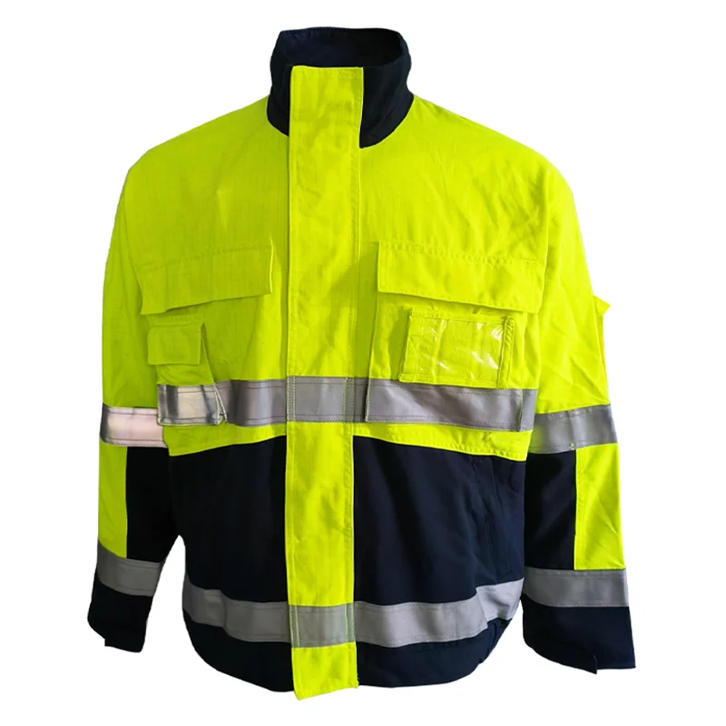 EN11612 High Visibility Anti-Static Workwear Safety Jacket Breathable Cotton Reflective Flame Retardant FR Clothing
