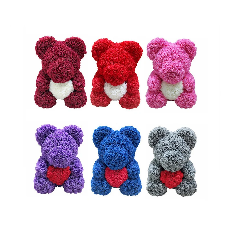 Fully Assembled Gift 25cm Rose teddy bear for Valentines Anniversary Birthdays Mothers Day artificial preserved flower
